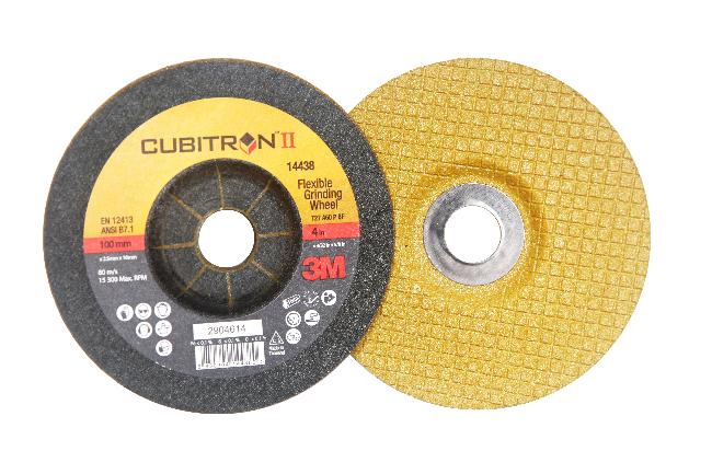 3เอ็ม ใบเจียรทอง คิวบิตรอน ทู เบอร์ 60+ ขนาด 100x2.5x16 มิลลิเมตร 3M Cubitron II Flexible Grinding Wheel 60+ 100x2.5x16mm