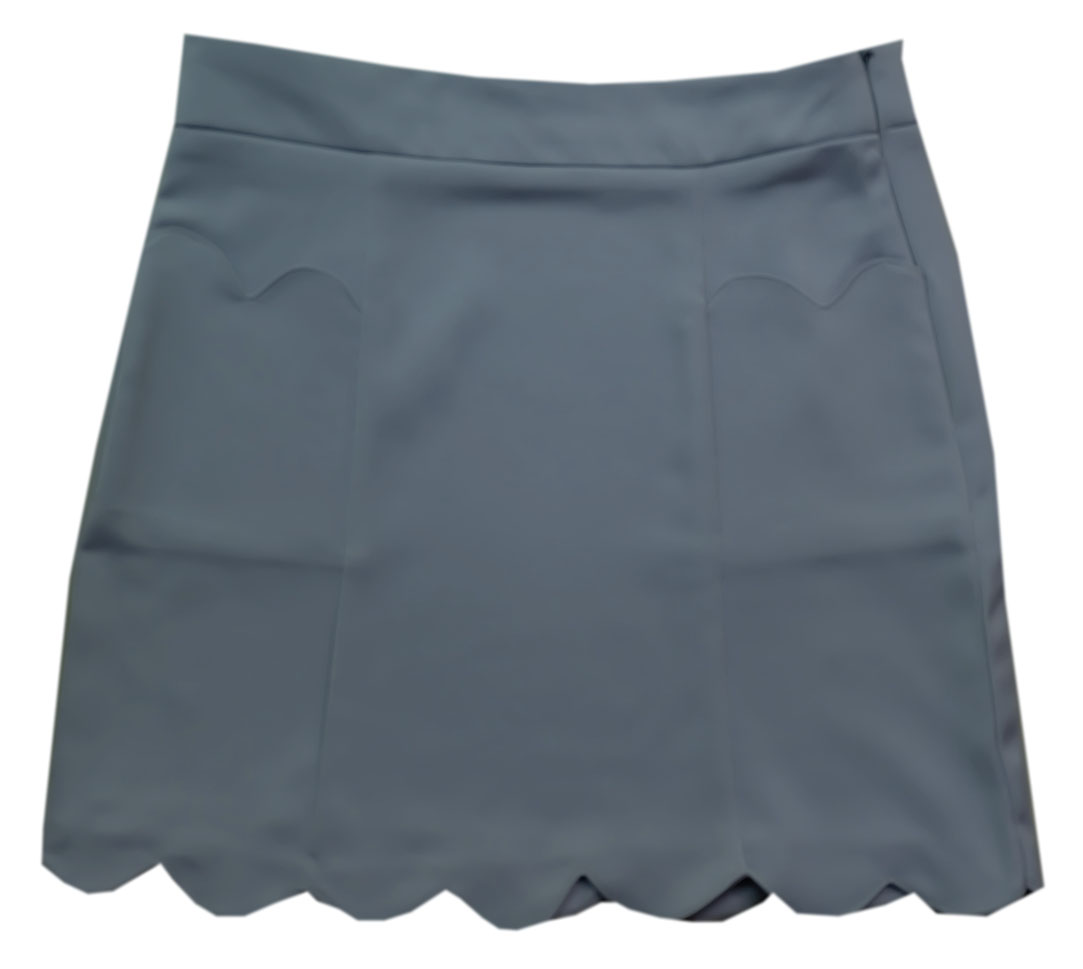 กระโปรงปลายหยักมีเป๋า ผ้าฮานาโกะ สีเทา Size S M L XL