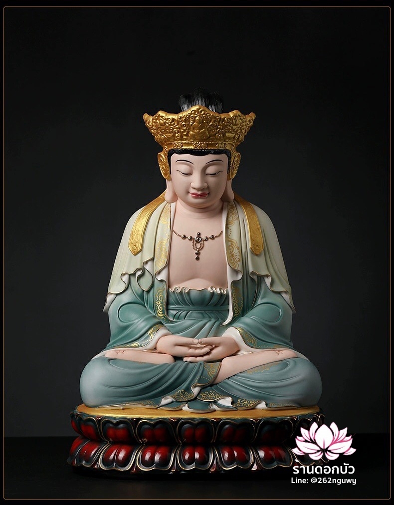 พีลูกวนอิม พระโพธิสัตว์กวนอิมปางสำเร็จธรรม งานช่างฝีมือระดับอาจารย์ วาดลวดลายปิดทอง ขนาด 18 นิ้ว