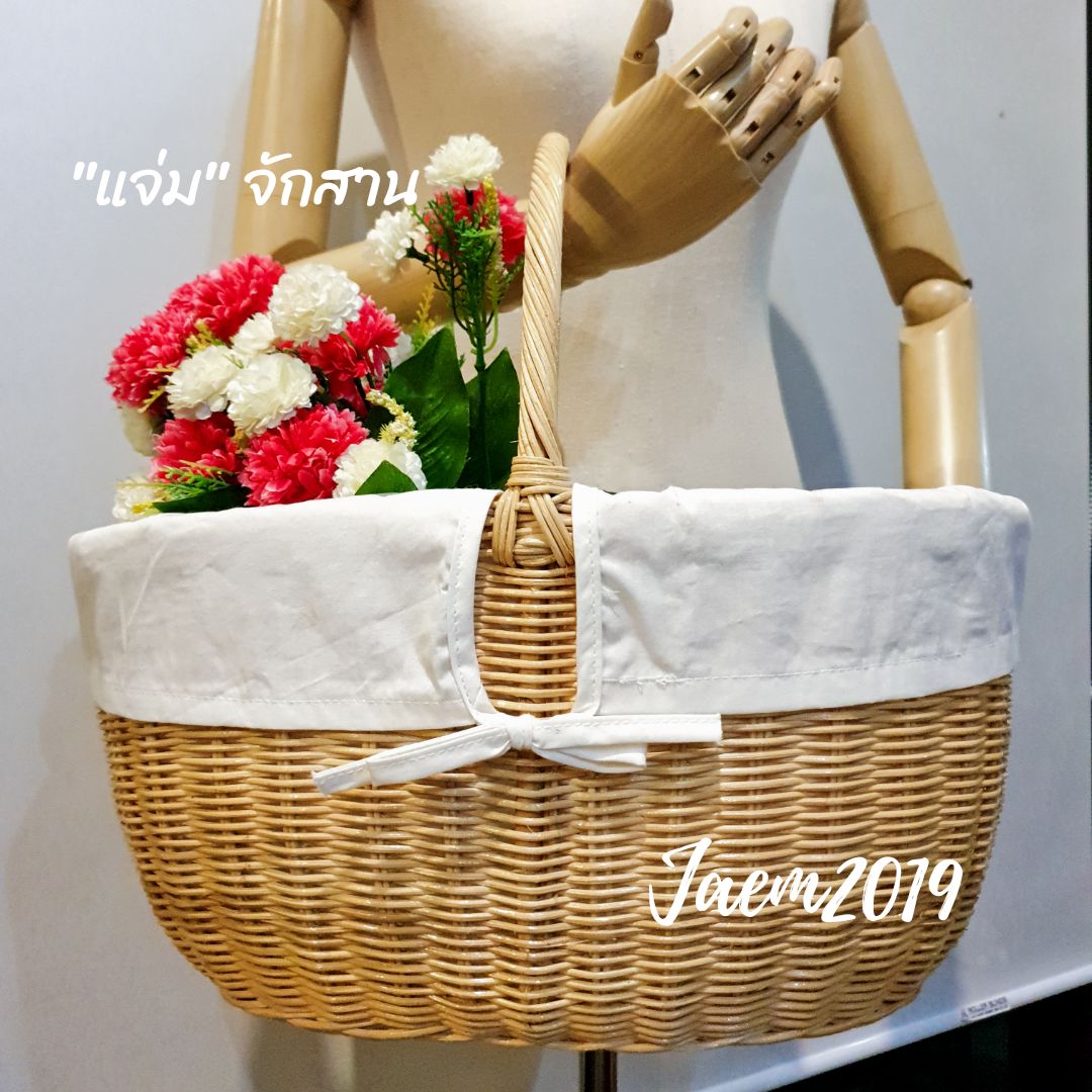 ตะกร้าปิคนิค ตะกร้าหวายบุผ้า ตะกร้าสาน ตะกร้าเด็กอ่อน