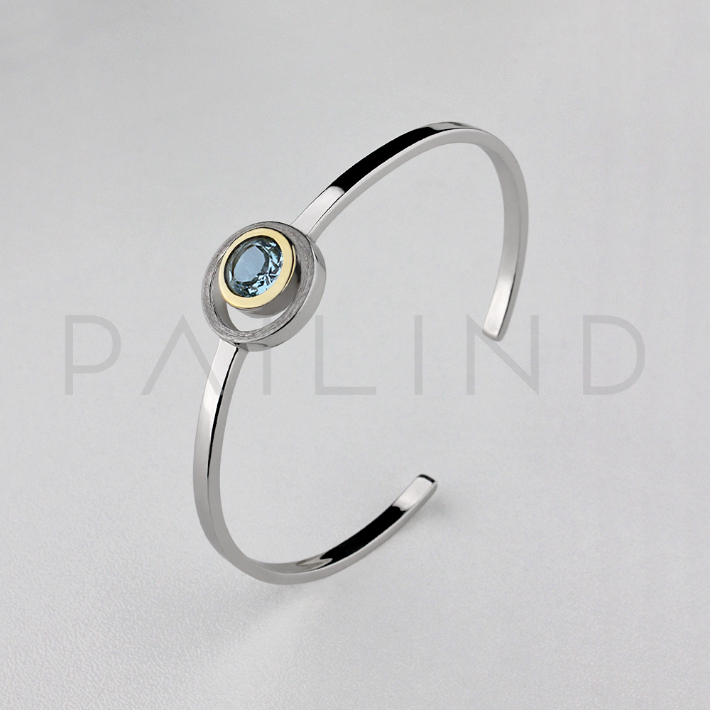 กำไลเงินหน้าชุบทองประดับพลอย SKY BLUE TOPAZ