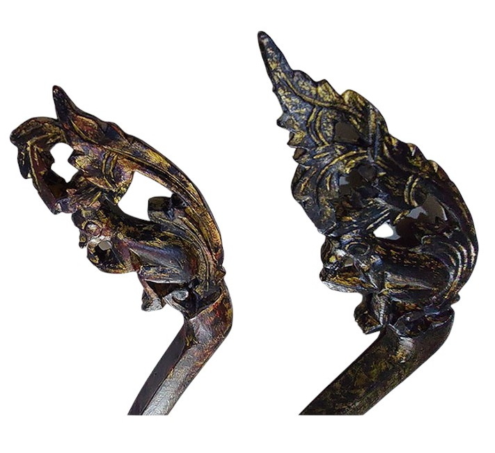 (คู่)ไม้คานหาบ(ไม้สักไม่ใช่ไม้ไผ่)-ลิงกินกล้วย งานเก่า แต่งสีใหม่