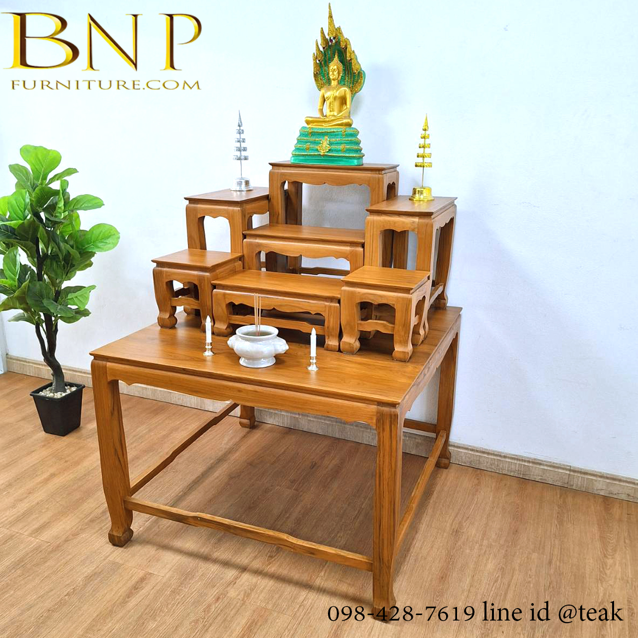 โต๊ะหมู่บูชา 7 หน้า 9 นิ้ว กว้างเเละสูง