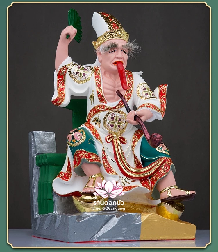 ชิดเอี๋ยโป๊ยเอี๋ย ตั่วแปะหยี่แปะ ยมฑูตขาวดำ ปางนั่งบัลลังก์เหยียบก้อนเงิน งานเรซิ่น ขนาด 16 นิ้ว