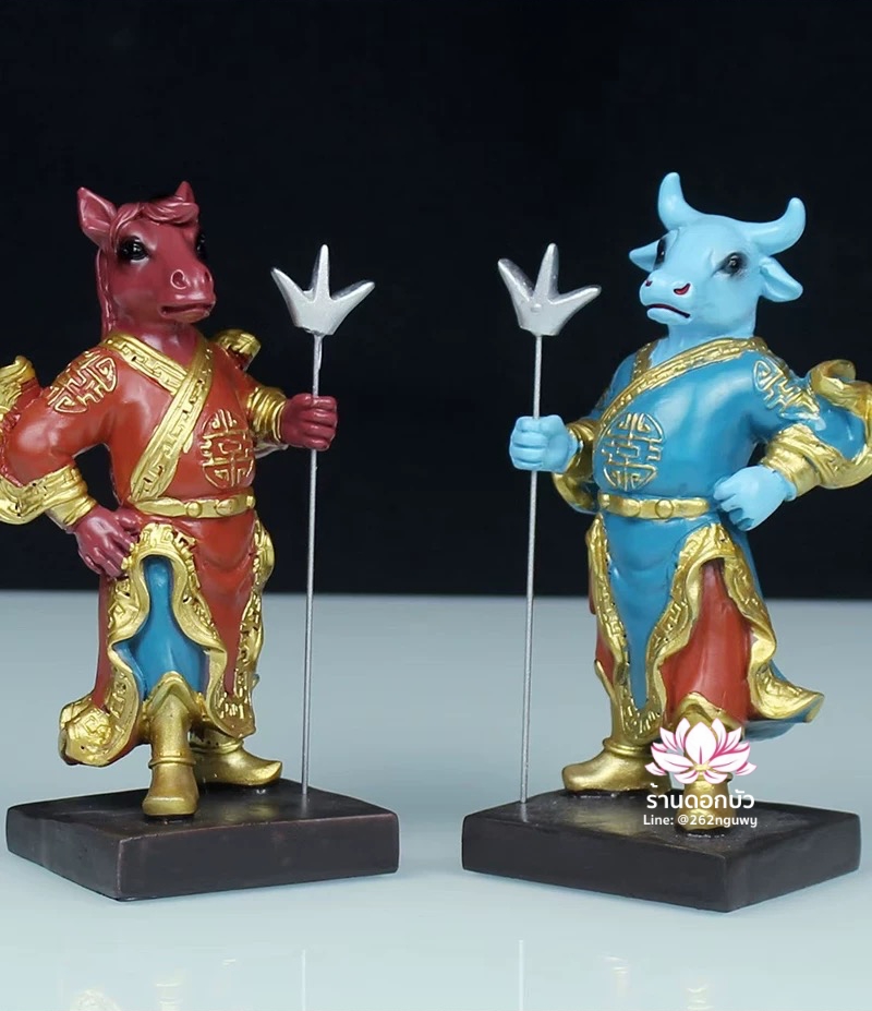 ยมบาลหัววัวหัวม้า ยมทูตหัววัวหน้าม้า งานเรซิ่น ขนาด 4 นิ้ว