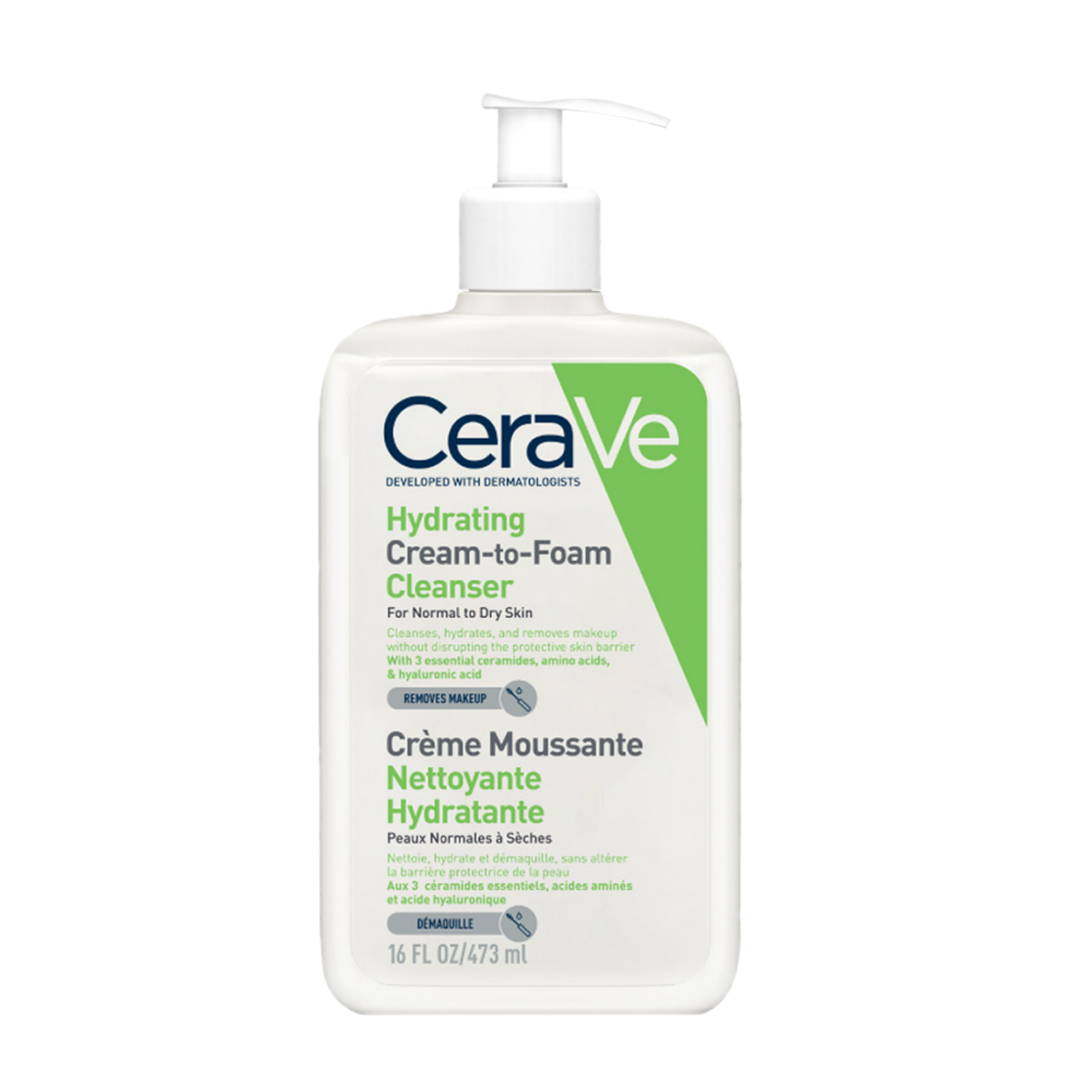 Cerave Hydrating cream-to-foam cleanser 473ml.