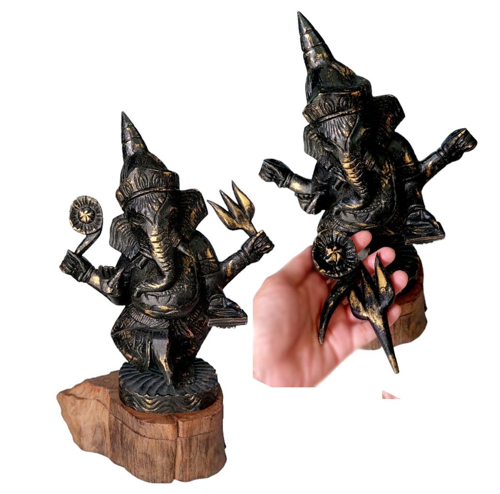 พิฆเนศไม้สัก ทำสี สูง 30cm