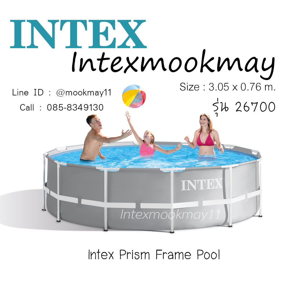 สระน้ำสำเร็จรูป สระน้ำขนาดใหญ่ Intex Prism Frame Pool สระน้ำรุ่นใหม่!! ขนาด 10 ฟุต สีฟ้า รุ่น 26700/ 28700