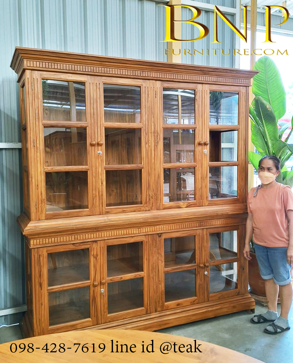 ตู้โชว์ไม้สัก รุ่น ถุงทอง