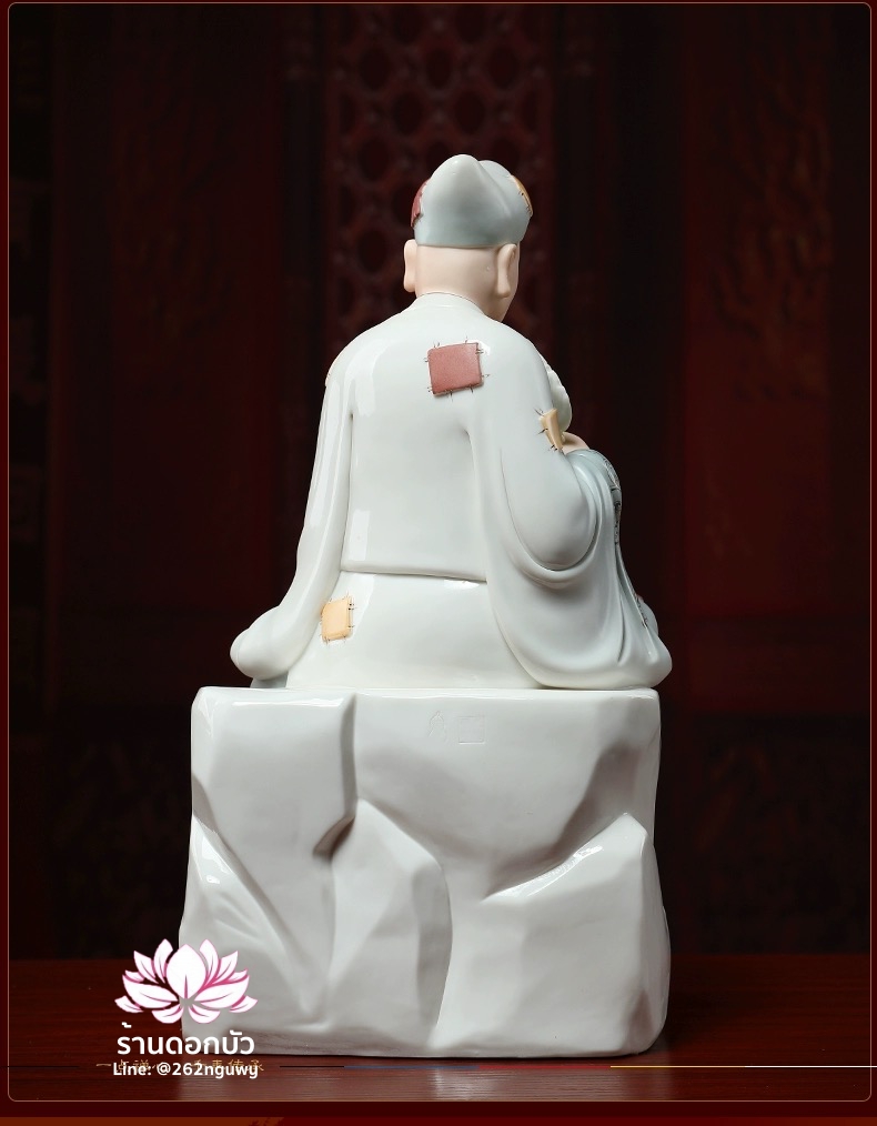 พระอรหันต์จี้กง เต้าจี้ฉานซือ งานกระเบื้องฮกเกี้ยน สีเทา ขนาด 16 นิ้ว