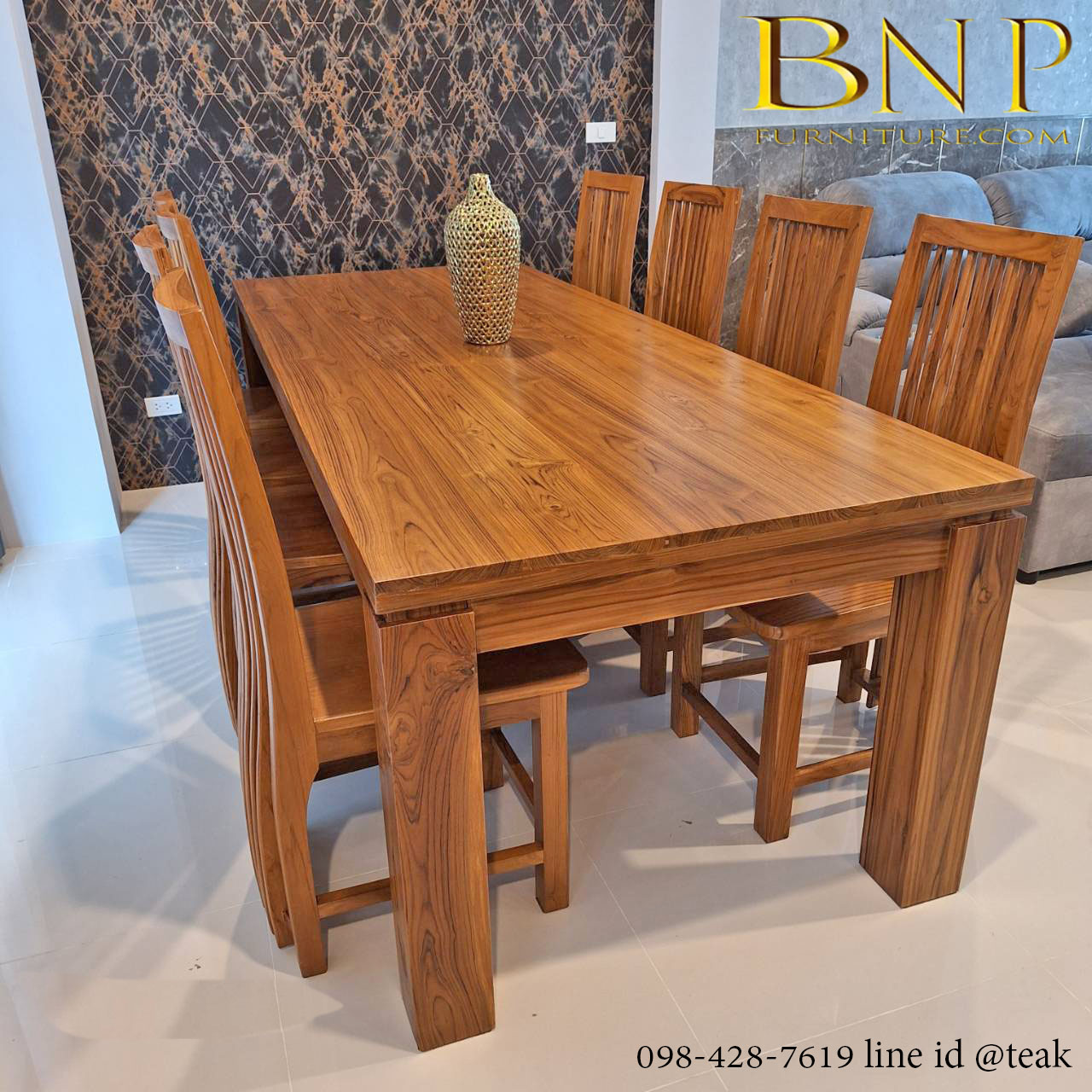 ชุดโต๊ะทานข้าว ยาว 2.5 เมตร + เก้าอี้ 8 ตัว