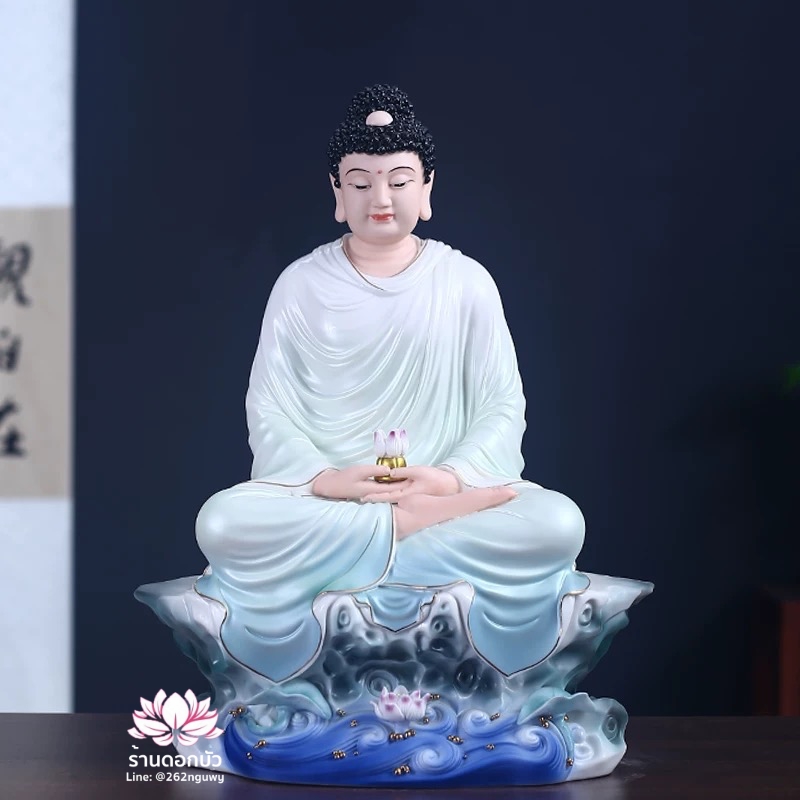 พระพุทธเจ้า (พระยูไล) พระโพธิสัตว์กวนอิม (กวนอิมผ่อสัก) พระกษิติครรภโพธิสัตว์ (ตี่จั่งอ๊วงผ่อสัก) และพระศรีอริยเมตไตรย (หมีเล่อฝอ) ขนาด 16 นิ้ว