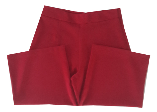 กางเกงขาบาน5ส่วน ผ้าฮานาโกะ ซิปซ้าย ไม่มีกระเป๋า สีเลือดหมู Size 2XL 3XL