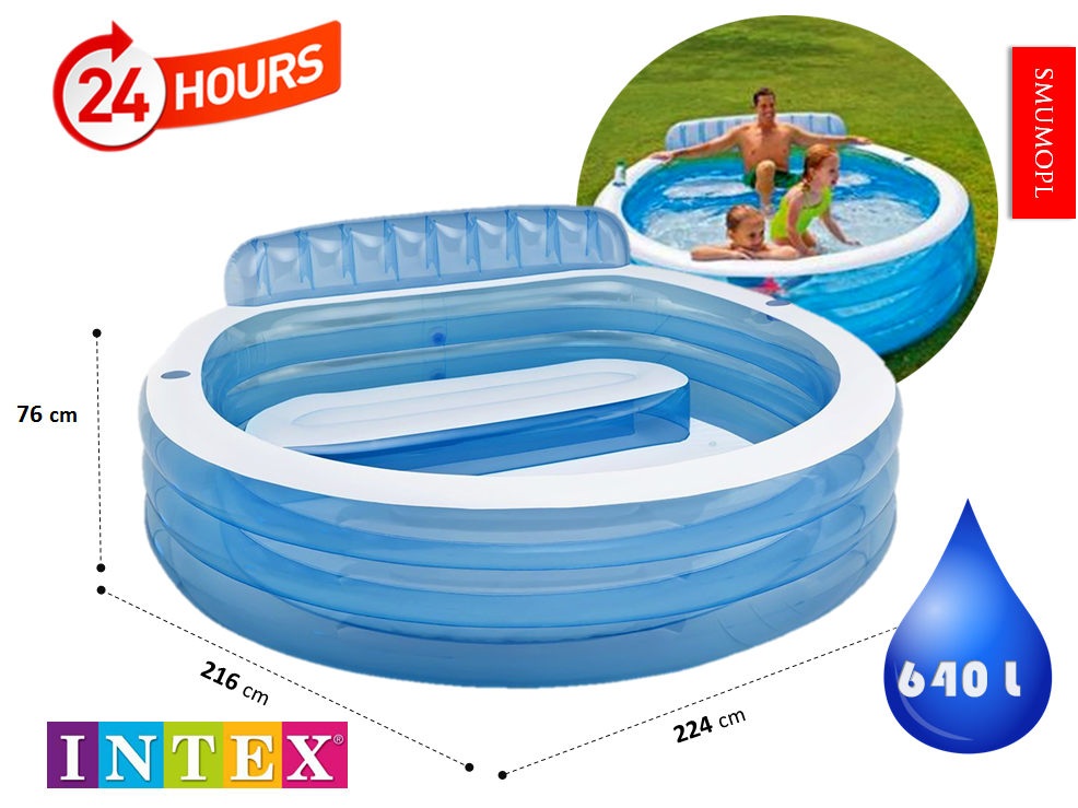 Intex Swim Center Family Lounge สระน้ำครอบครัวกลมมีที่พิง 57190 แถมสูบไฟฟ้า