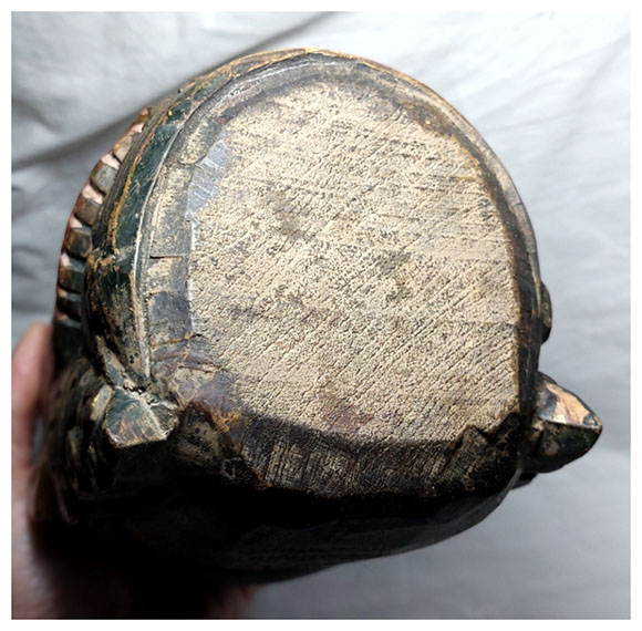 หัวหุ่นไม้แกะศิลปะพม่า(หัวโขน) สูงรวมฐาน 31cm