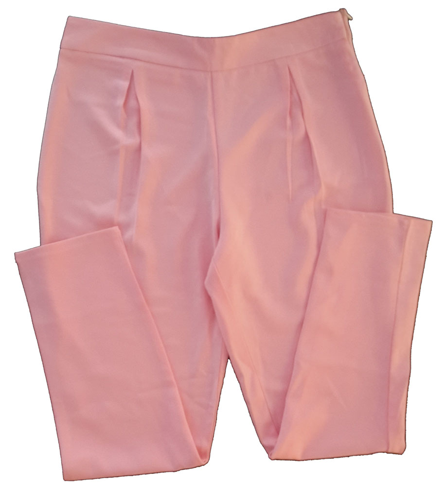 กางเกงขาเดฟเอวสูงจีบทวิตหน้า ผ้าฮานาโกะ สีชมพู Size S M L XL สำเนา