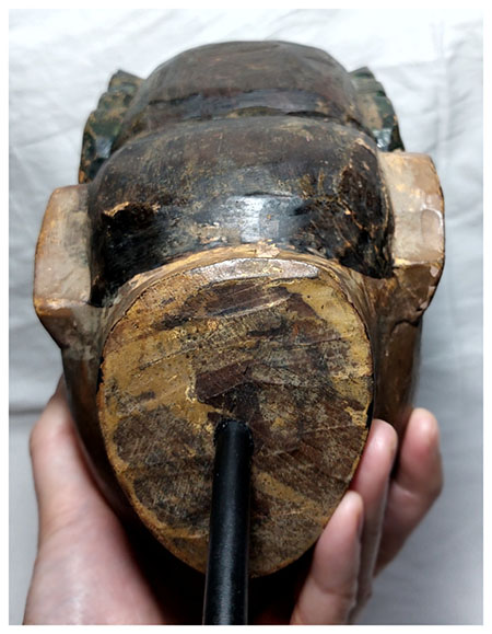 หัวหุ่นไม้แกะศิลปะพม่า(หัวโขน) สูงรวมฐาน 31cm