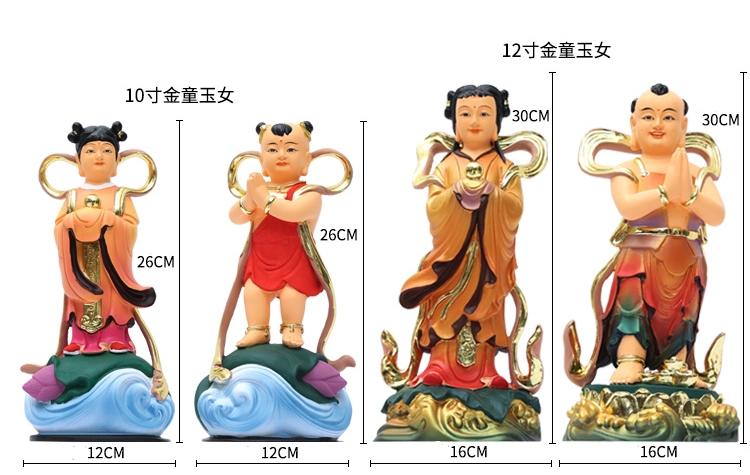 องค์พระกิมท้ง-เง็กนึง, เซียนจ๋าย-หยกลื้อ ปางเด็ก ลูกศิษย์พระโพธิสัตว์กวนอิม งานเรซิ่น ขนาด 10 นิ้ว