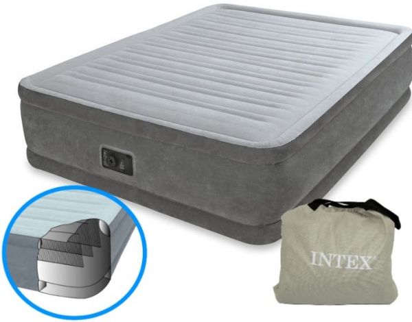 Intex 64414 Comfort Plush QueenSize ขนาด 5 ฟุต ปั๊มลมในตัว สีเทา