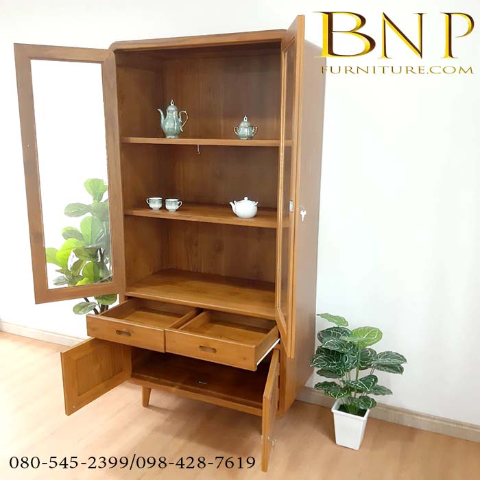 ตู้หนังสือไม้สักมินิมอลรุ่น ชามมี่