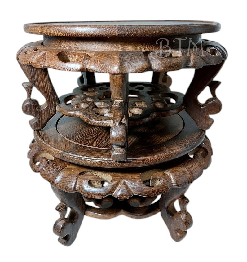 กี๋หรือฐานไม้ ทรงกลม ขานก(เคลือบด้าน)-BPT0449-