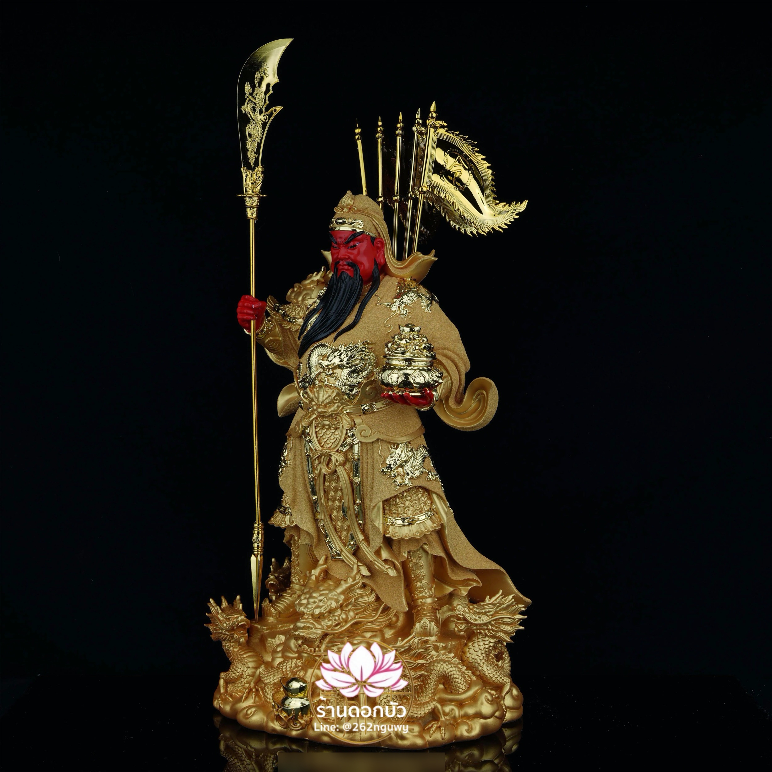 เทพเจ้ากวนอู กวนเต้กุ๊น เฮียบเที้ยนไต่เต่ หรือ กวนเส่งเต้กุ้น ปางประทานทรัพย์ ขนาด 12/16/19/26 นิ้ว