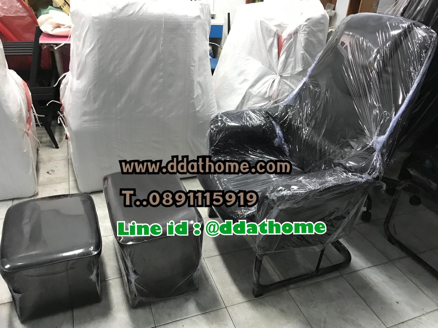 ชุดเก้าอี้โซฟานวดเท้า ชุด3ชิ้น รุ่นMaster พร้อมที่วางขากับที่นั่งคนนวด แบบทึบ