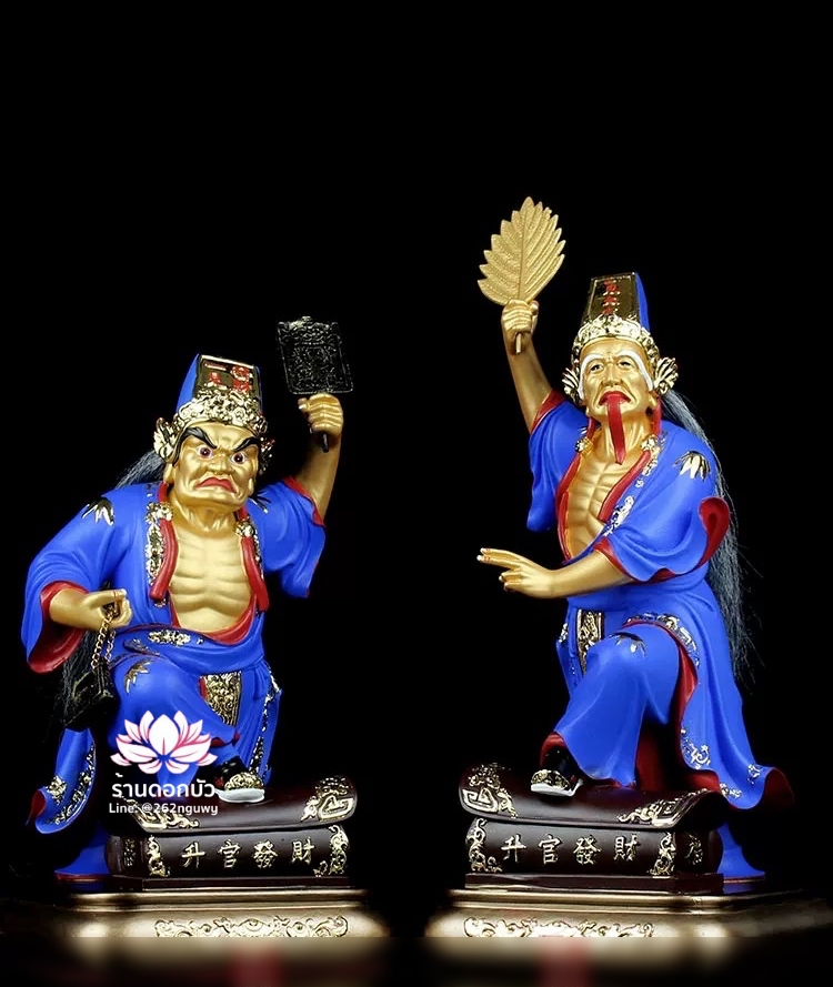 ชิดเอี๋ยโป๊ยเอี๋ย ตั่วแปะหยี่แปะ ยมฑูตขาวดำ ปางยืนเหยียบโลง งานเรซิ่น ขนาด 12/16/26 นิ้ว