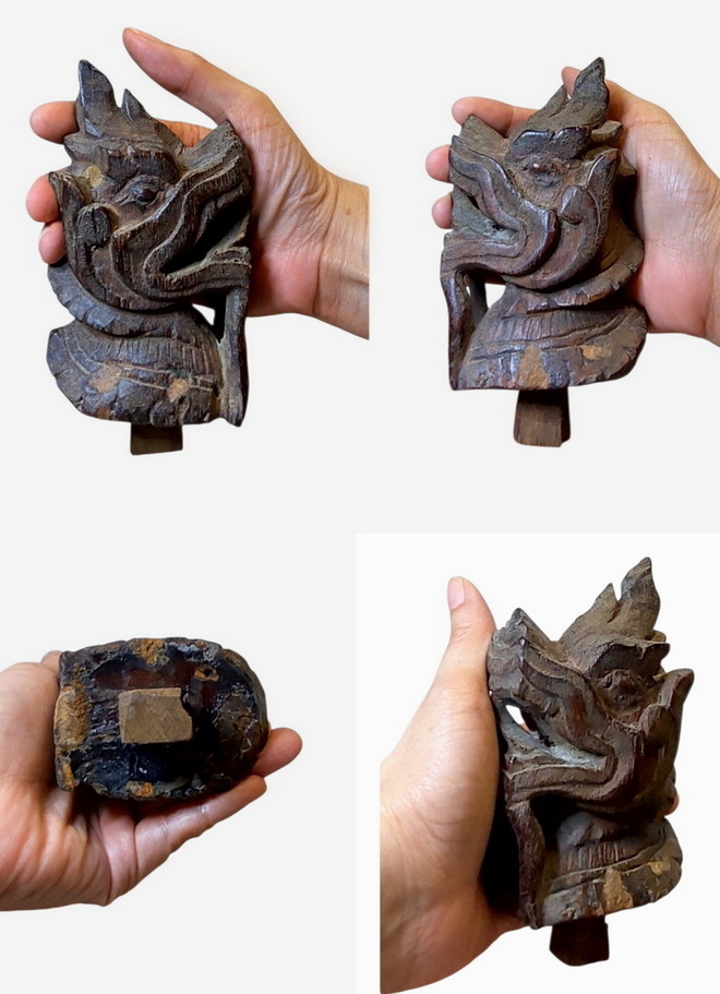 ไม้แกะสลักเก่า-สิงห์เศิลป์พม่า(ไม้แกะสลักประดับเกวียน)