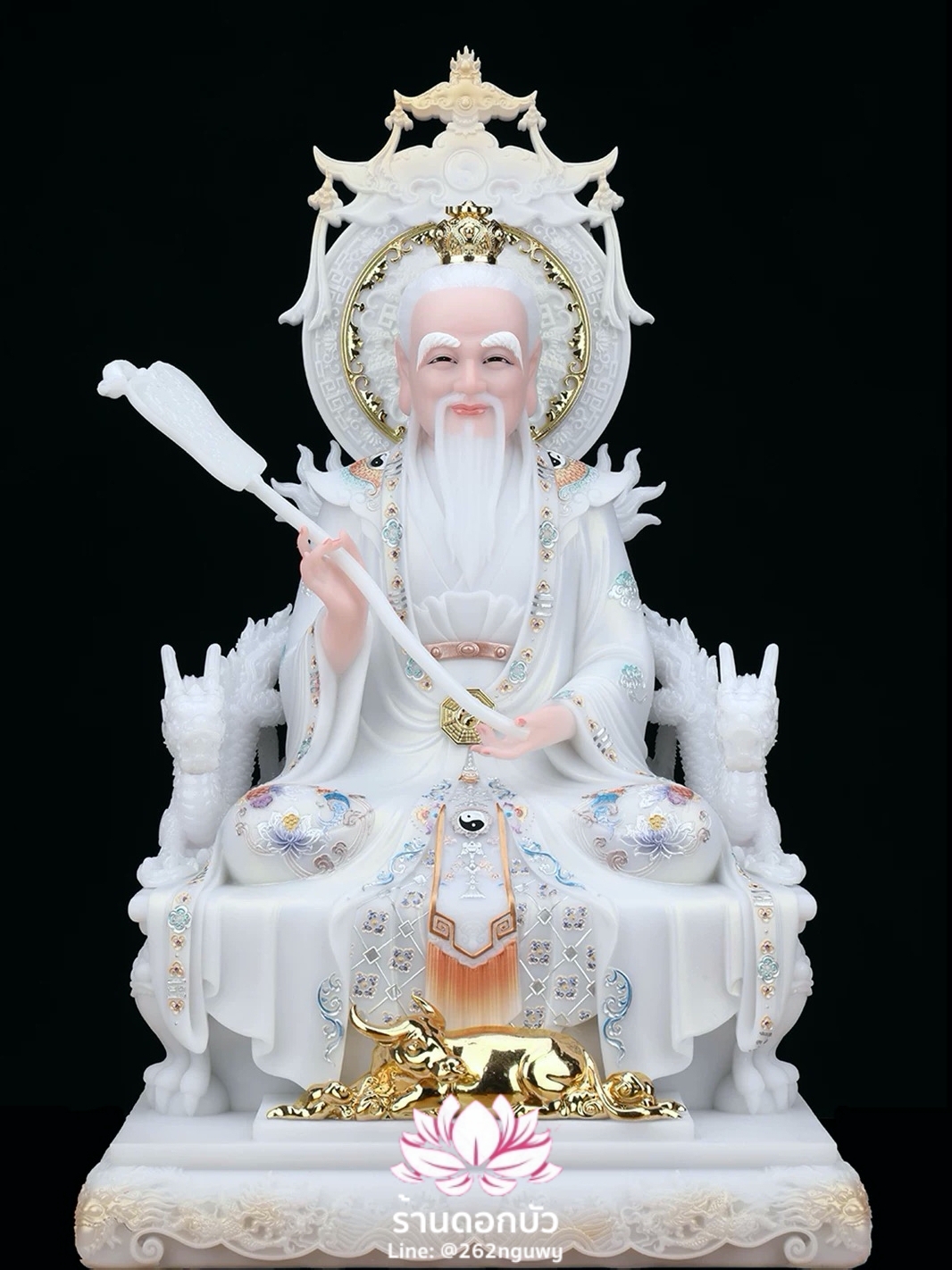 ศาสดาเต๋า ซำเช้งเต๋าจ้อ โตเต็กเทียนจุน หรือไท่ส่องโล้กุ๊น หง่วนซี่เทียนจุน เล็งโป้เทียนจุน งานหินอ่อนคุณภาพสูง ขนาด 12/16/19/26 นิ้ว