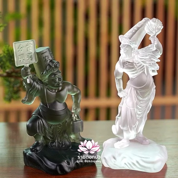 ชิดเอี๋ยโป๊ยเอี๋ย ตั่วแปะหยี่แปะ ยมฑูตขาวดำ งานเนื้อแก้วหล่อใส ขนาด 4.5/7.5 นิ้ว