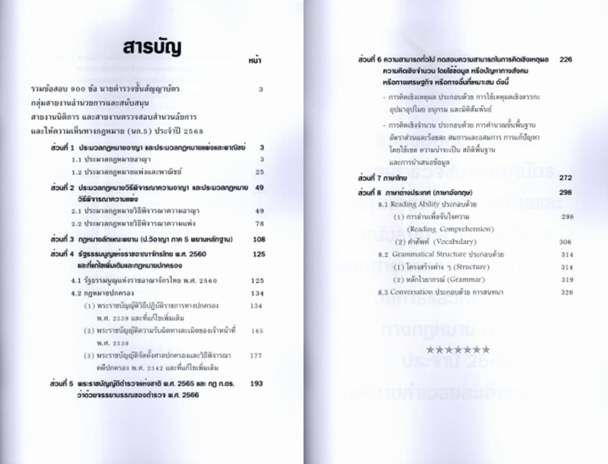 (ปี68) รวมข้อสอบ 900 ข้อ ตำรวจชั้นสัญญาบัตร สายสอบนิติการและตรวจสอบสำเนาอัยการ นก.5 KTS0785 sheetandbook