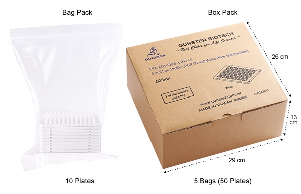 0.1ml Low Profile qPCR 96 well White Plate (semi skirted) จานหลุม96ช่อง ขนาด0.1มล (สีขาว) (10ชิ้น/แพ็ค)