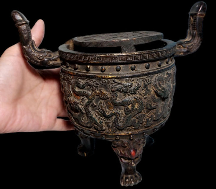 เตากำยาน ของสะสม ของตกแต่งบ้าน ของตกแต่งร้าน สไตล์จีนโบราณ -ในรูปแบบเตาถ่านลายมังกร