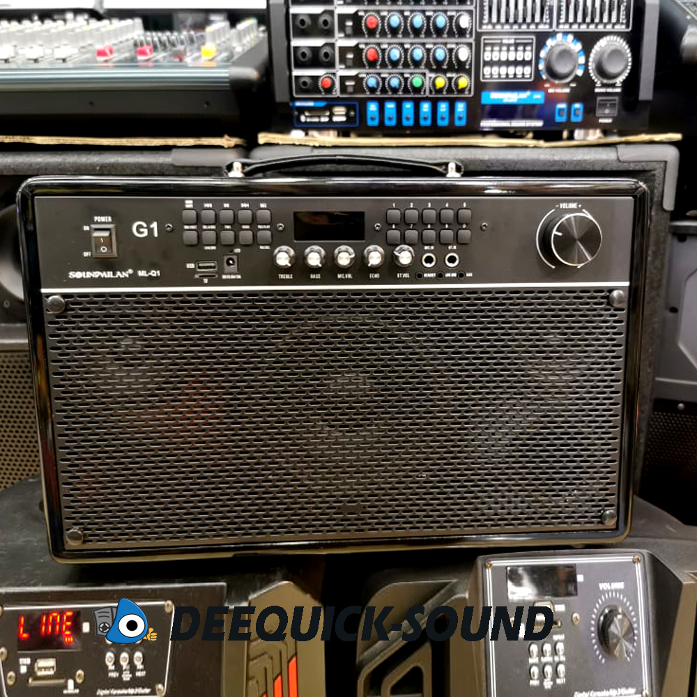 Soundmilan ML-Q1 G1 ลำโพงกีตาร์ ลำโพงบลูทูธ ลำโพงช่วยสอน ตู้ลำโพง ลำโพงบลูทูธไร้สาย ฟรีไมค์ลอย UHF2ตัว