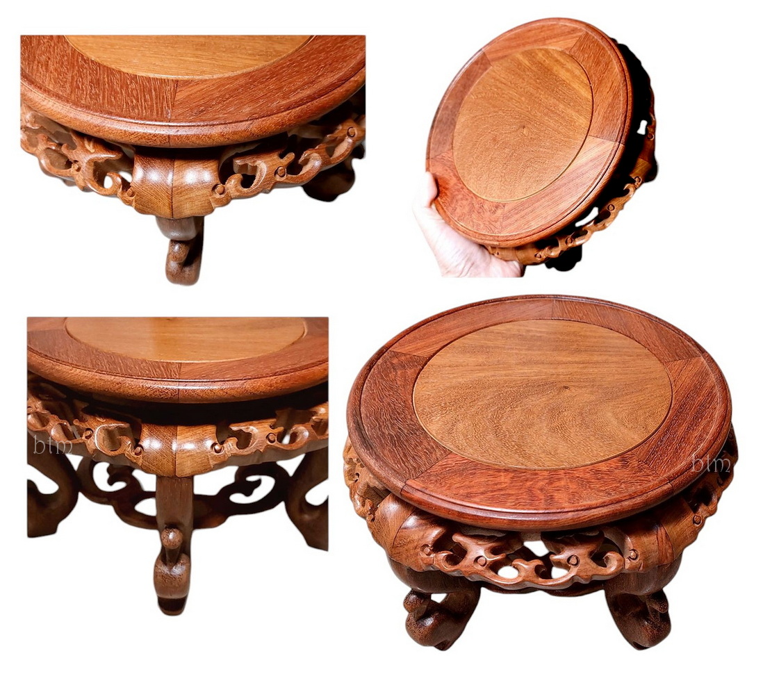 ฐานหรือกี๋ไม้สไตล์จีน ทรงกลม ขานก