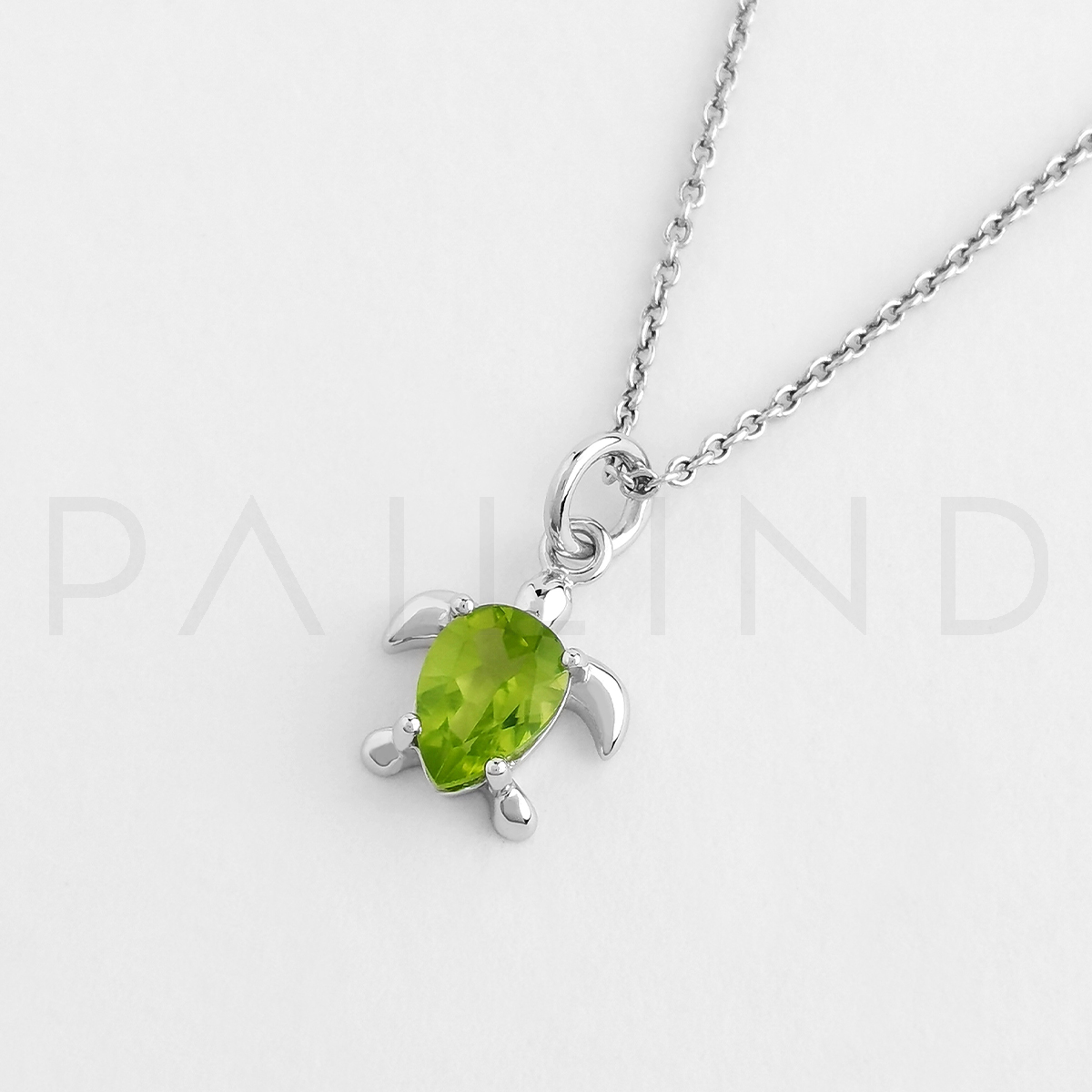จี้พร้อมสร้อยเงินดีไซน์รูปเต่า ประดับพลอย Peridot