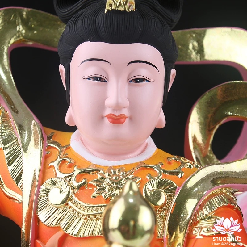 กิ่วเที้ยนเฮี่ยนลื้อ กิวเทียงเหี่ยงนึ่ง จิ่วเทียนเสวียนนี่ ปางนั่งบัลลังก์เหยียบดอกบัว งานเรซิ่น ขนาด 12/16/19 นิ้ว