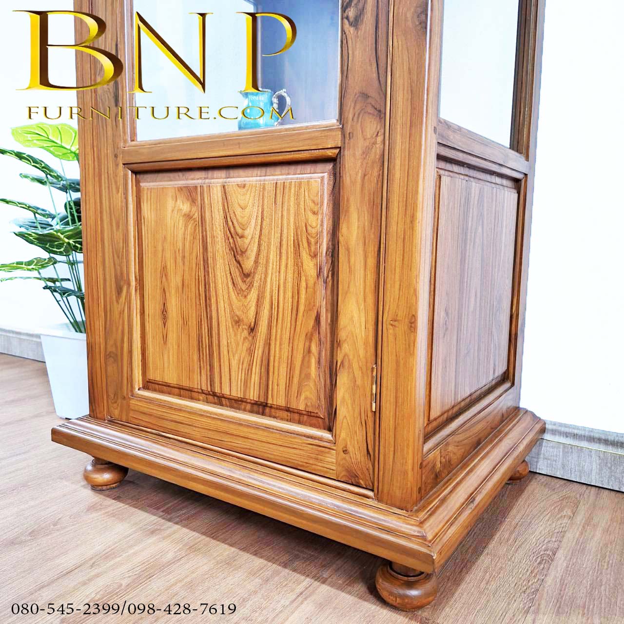 ตู้โชว์โบราณไม้สักทอง สูง 1.8 เมตร
