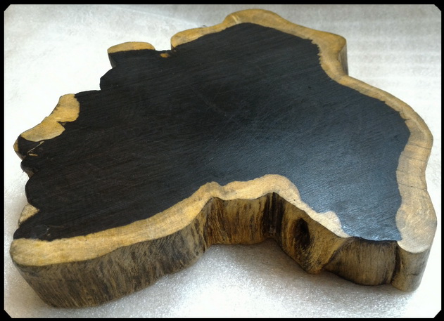 ฐานไม้มะเกลือ(African Ebony) หนา 3cm แบบที่1ตัดเว้า (ตัวอย่าง)
