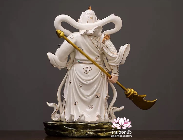 เทพเจ้ากวนอู และพระเวทโพธิสัตว์ (อุ่ยท้อผ่อสัก) ขนาด 12/16 นิ้ว สีขาวขลิบทอง