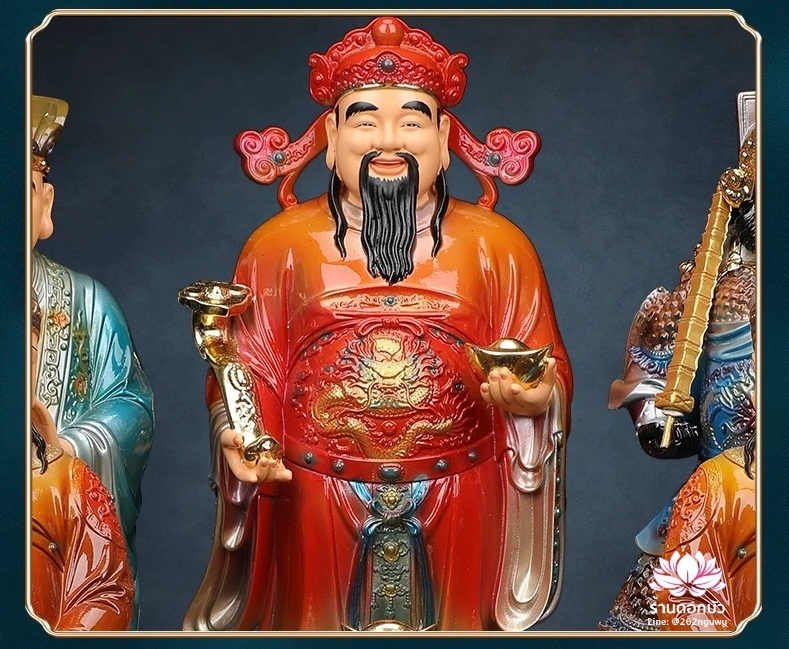 เทพเจ้าไฉ่ชิงเอี๊ย 5 ทิศ อู่ลู่ไฉเสิน อู่ลู่เสิน เทพเจ้าแห่งโชคลาภทั้งห้า งานเรซิ่นพรีเมียม ขนาด 12/16/19/26 นิ้ว