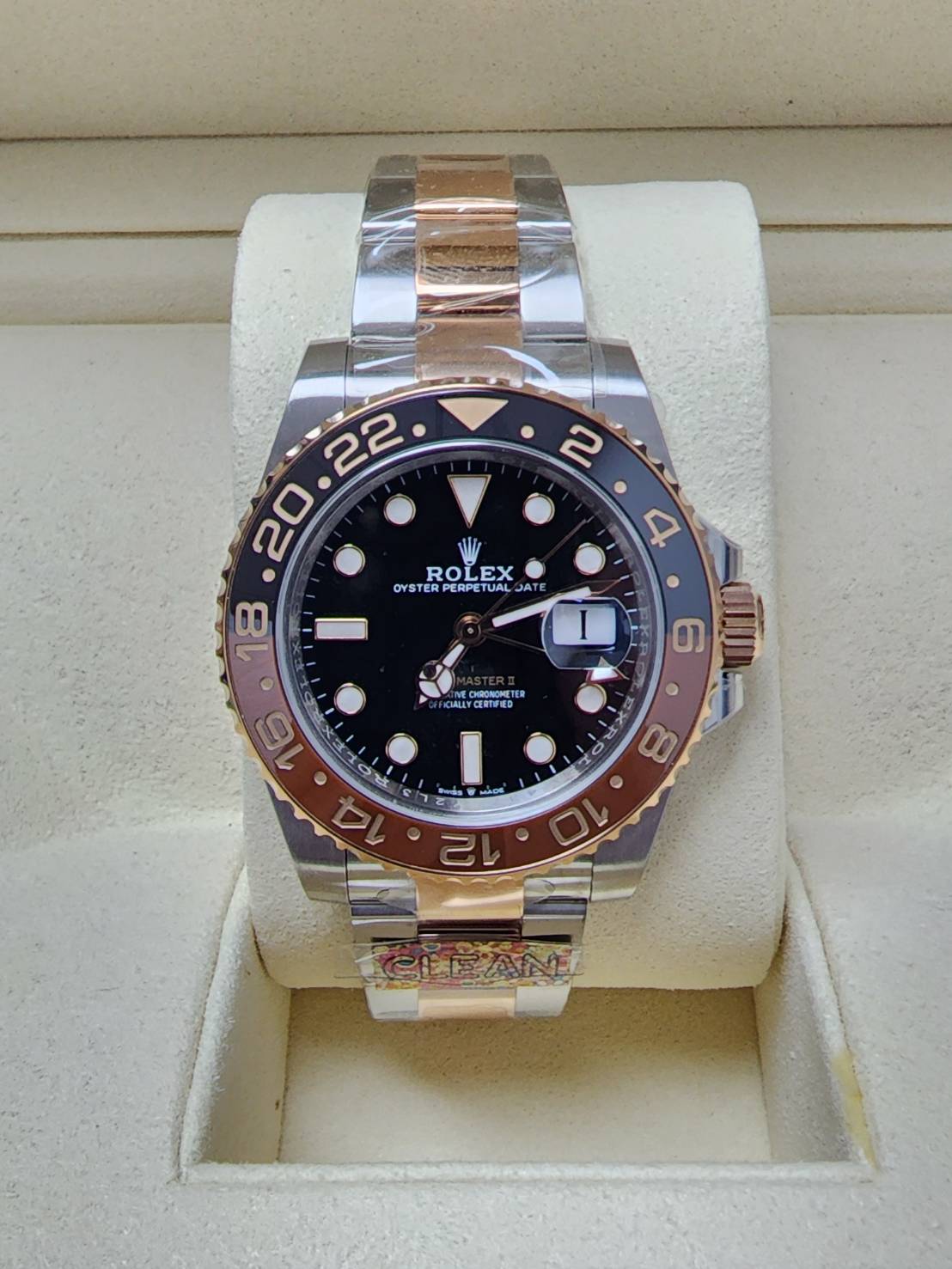 PRE-ORDER ROLEX GMT MASTER II ROOTBEER CLEAN FACTORY (40MM.) กลไกโคลน ROLEX 3186