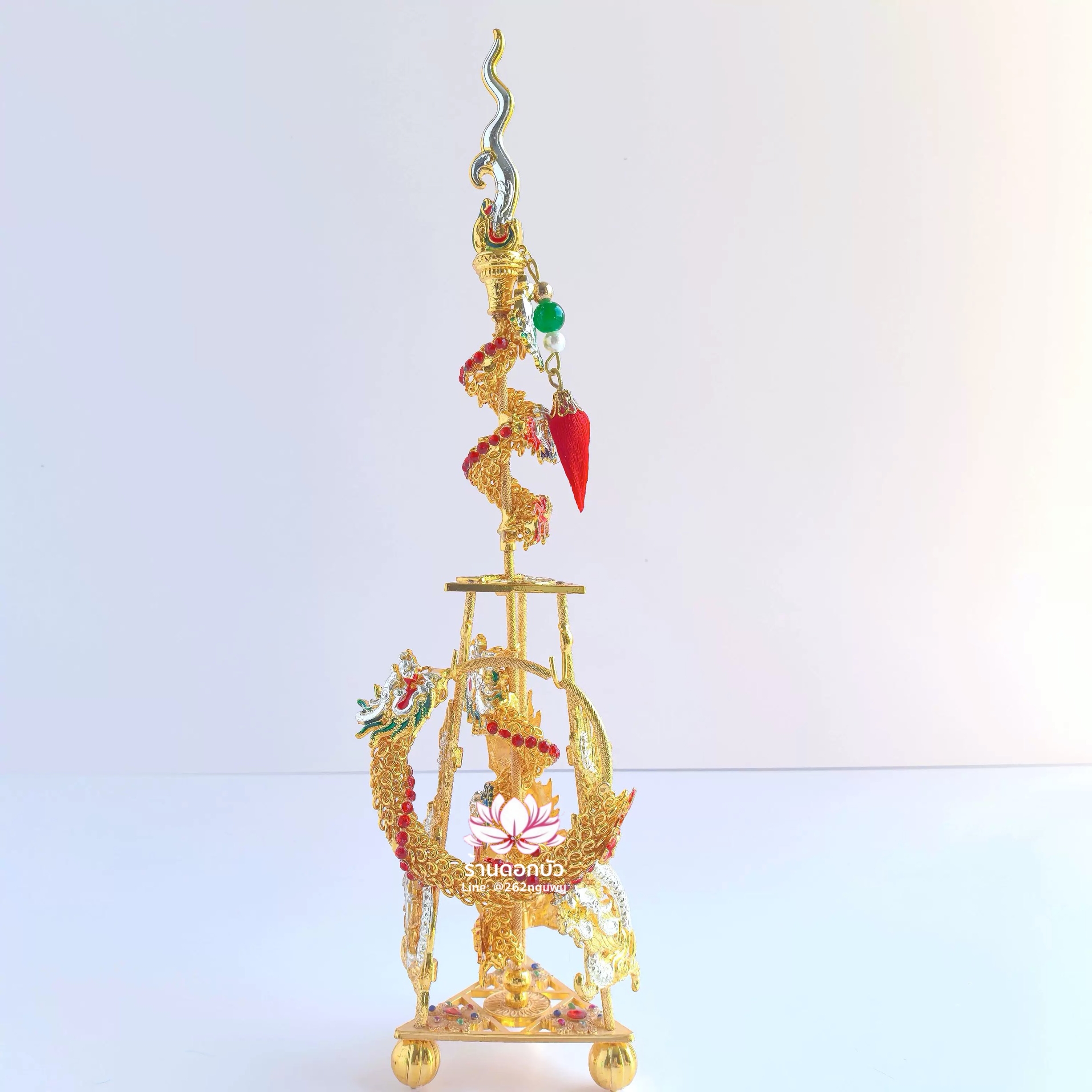 ทวนพร้อมห่วงนาจา สำหรับองค์พระกิมซิ้น อาวุธเทพเจ้านาจา หลี่โล่เฉี้ย จงตั๋นหง่วนโส่ย งานไต้หวันพรีเมียม