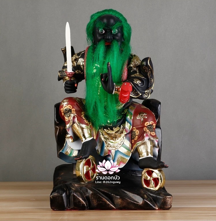 หวดจูเซ่งกุ๊น 3 พี่น้อง ฮวบจู่กง หรือ เตียวกงเสงกุ้น เชี่ยวกงเสงกุน (เขียว) และอั่งกงเสงกุ้น (แดง) ขนาด 19 นิ้ว