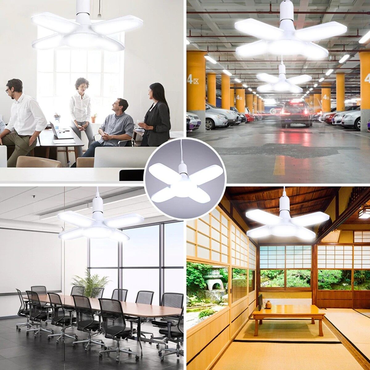 iwachi หลอดไฟ 100W LED ใบพัด 4+1 พับเก็บได้ ประหยัดไฟ ปรับมุมโคมไฟได้ หลอดใบพัด