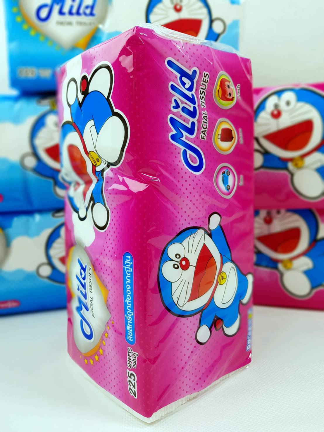 Small Evting กระดาษทิชชู่เช็ดหน้ายกแพ็คสุดคุ้ม!! Mild 225แผ่น/ห่อ (6ห่อ/1แพ็ค) ลายโดเรม่อน ลิขสิทธิ์แท้ กระดาษเช็ดหน้ายกแพ็ค