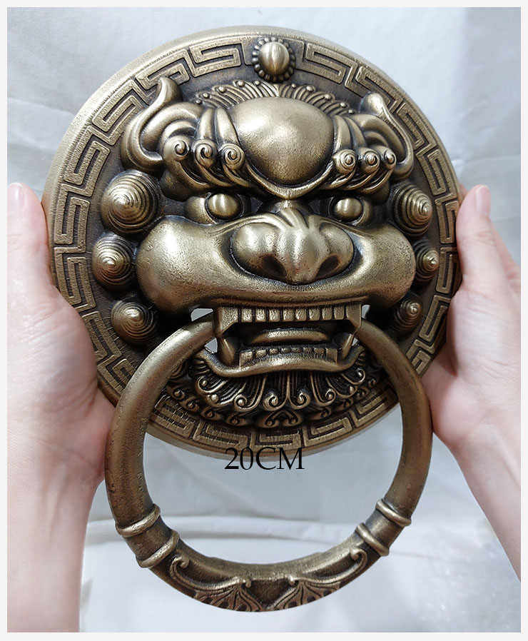 ที่เคาะ มือเคาะ มือดึงประตู หน้าสิงห์ 20cm (ห่วงมีลาย) คู่ละ