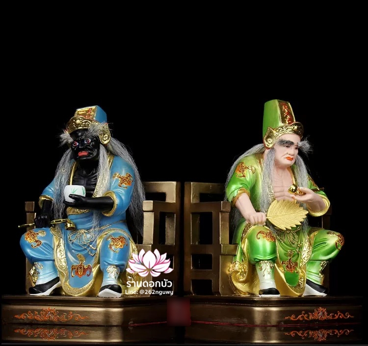 ชิดเอี๋ยโป๊ยเอี๋ย ตั่วแปะหยี่แปะ ยมฑูตขาวดำ ปางนั่งบัลลังก์ งานเรซิ่น ขนาด 12/16/19 นิ้ว