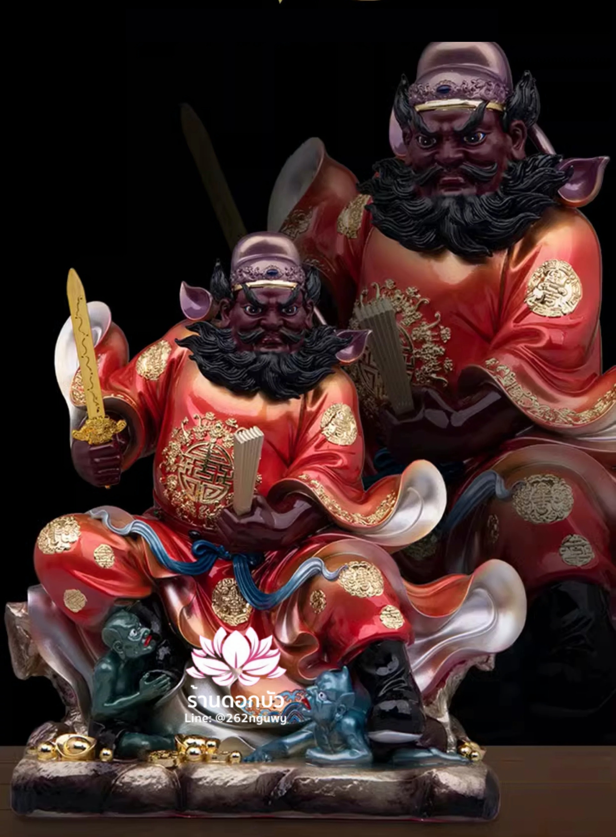 เทพเจ้าจงขุย จงขุยเทียนซือ จงขุยเอี๋ยกง ปางนั่งเหยียบบริวาร งานเรซิ่นคุณภาพสูง ขนาด 12/16/19/26 นิ้ว